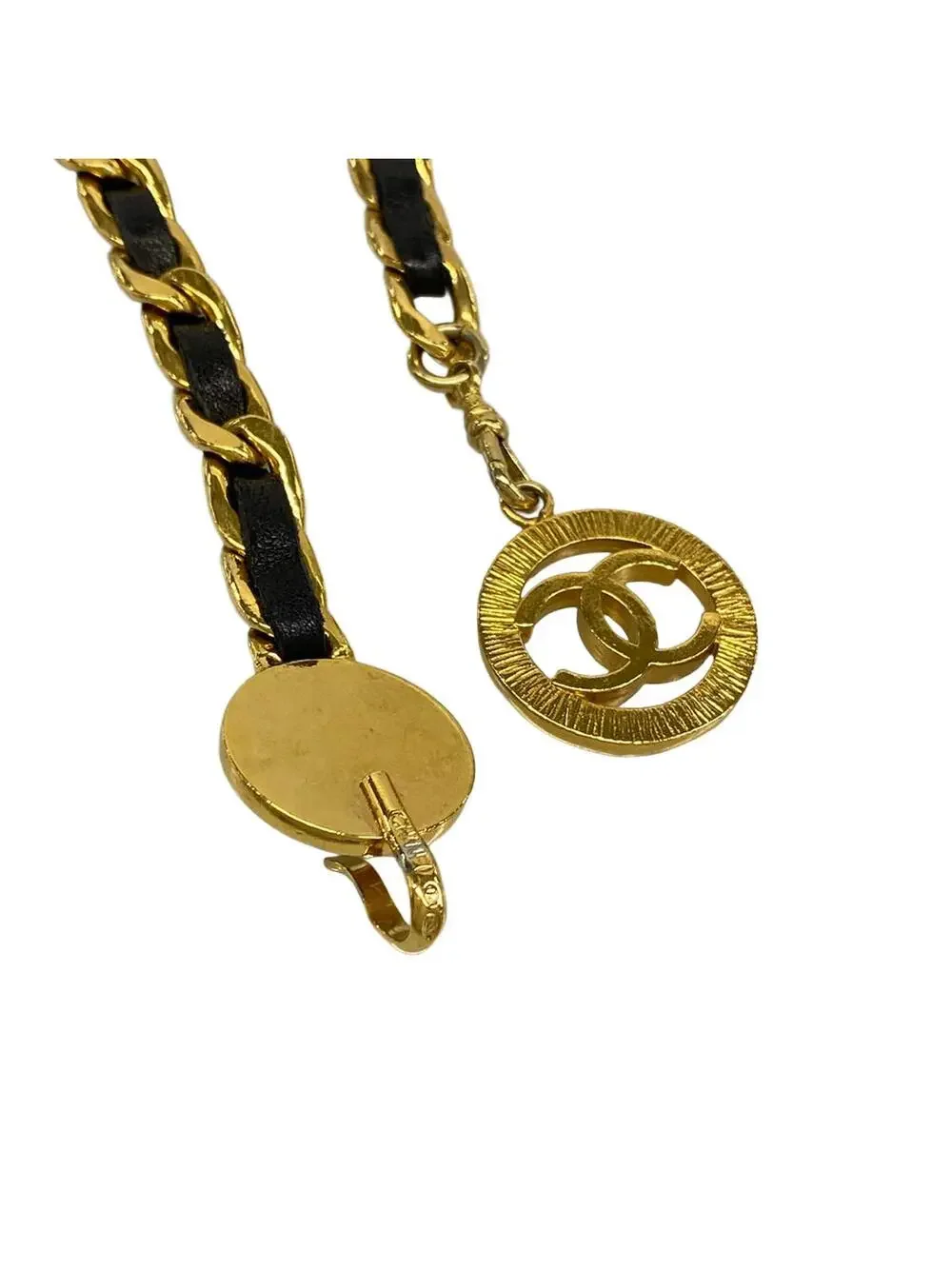 Chanel Gold Black Hardware Leather Belt #298069C11B